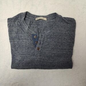 Marine Layer Shirt Mens Medium Blue Long Sleeve Henley Re-Spun USA Soft Knit